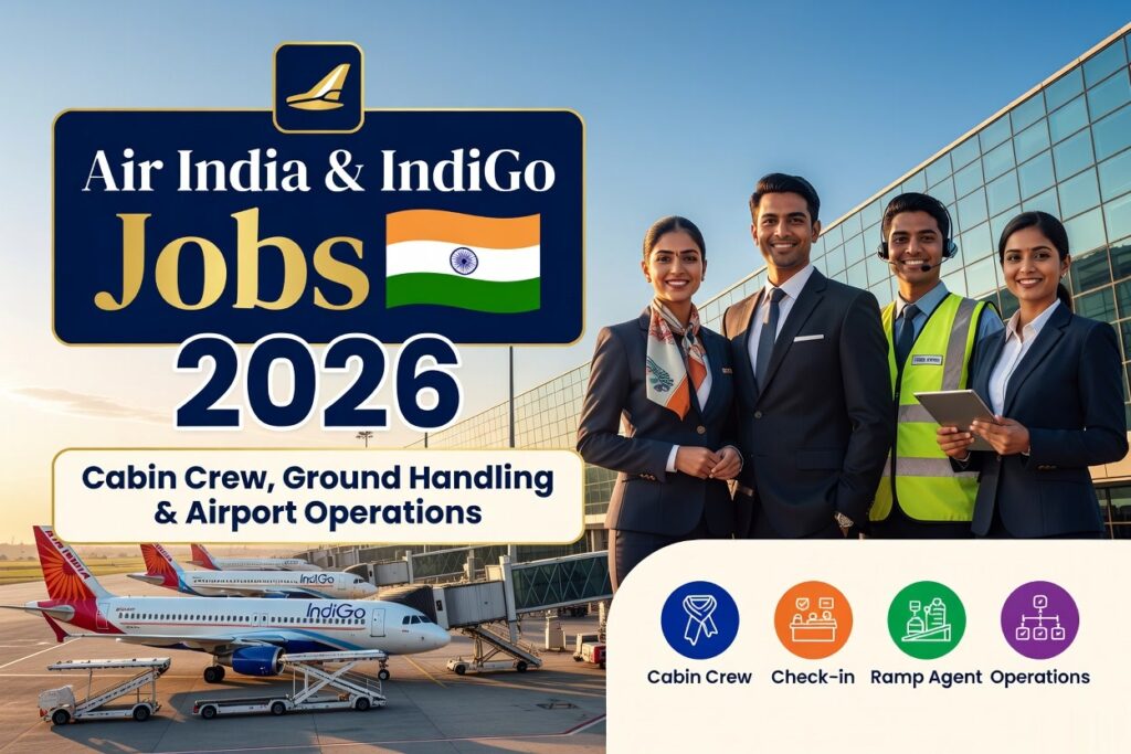 Air India & Indigo Jobs 2026 – Cabin Crew, Ground Handling & Airport Operations Air India & Indigo Jobs 2026 – Cabin Crew, Ground Handling & Airport Operations