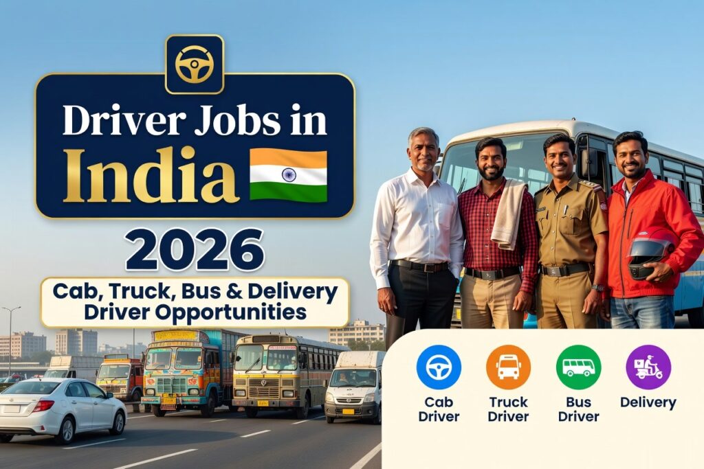 Driver Jobs in India 2026 – Cab, Truck, Bus & Delivery Driver Opportunities