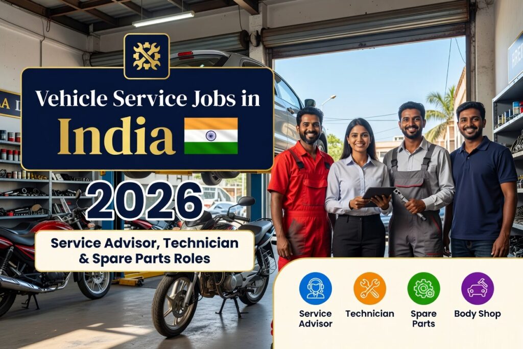 Two Wheeler & Car Service Jobs 2026 – Service Advisor, Technician & Spare Parts Roles Two Wheeler & Car Service Jobs 2026 – Service Advisor, Technician & Spare Parts Roles